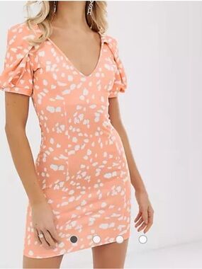 ASOS Peach Puff-sleeve Mini Dress